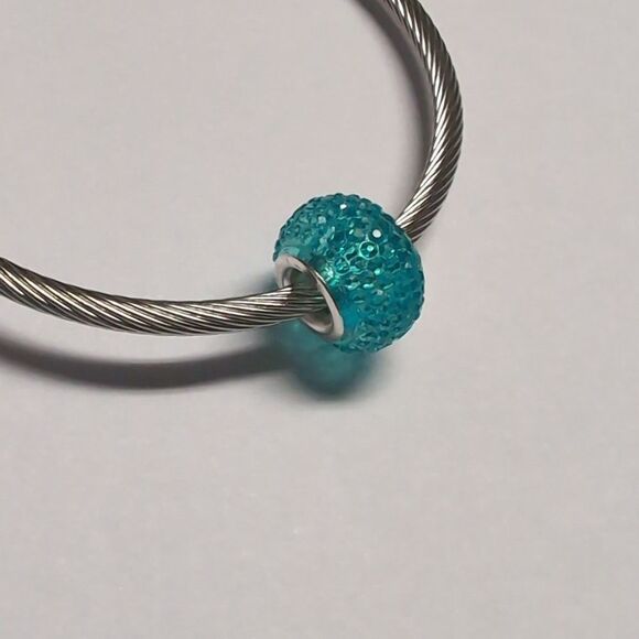 Blue Crushed Pave Charm for Pandora‎ Style Bracelet - Picture 4 of 4
